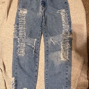 Distressed Blue Jeans